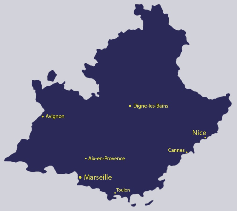 carte region provence alpes cote d'azur, region paca carte villes marseille aix en provence cannes nice