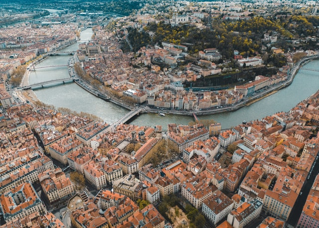 lyon ville france aura saone auvergne rhone alpes vue du ciel