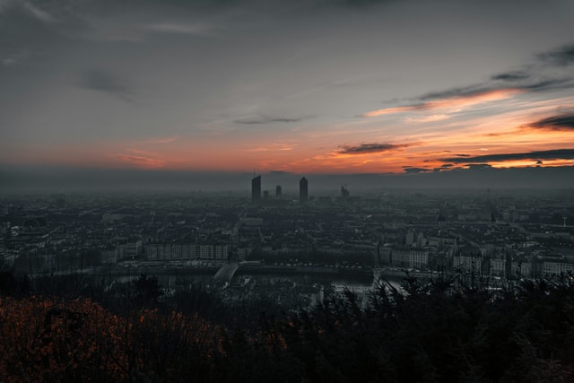 ville de lyon coucher de soleil depuis fourviere lyon